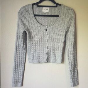 Pink Rose Gray Cable Knit Sweater
